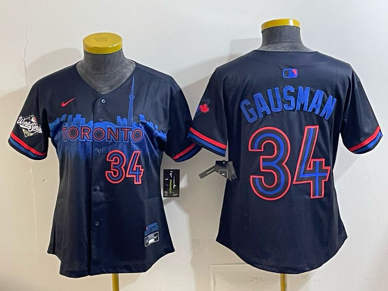 Women 2025 Nike Toronto Blue Jays #34 Gausman Blue Game MLB Jersey 06->women mlb jersey->Women Jersey